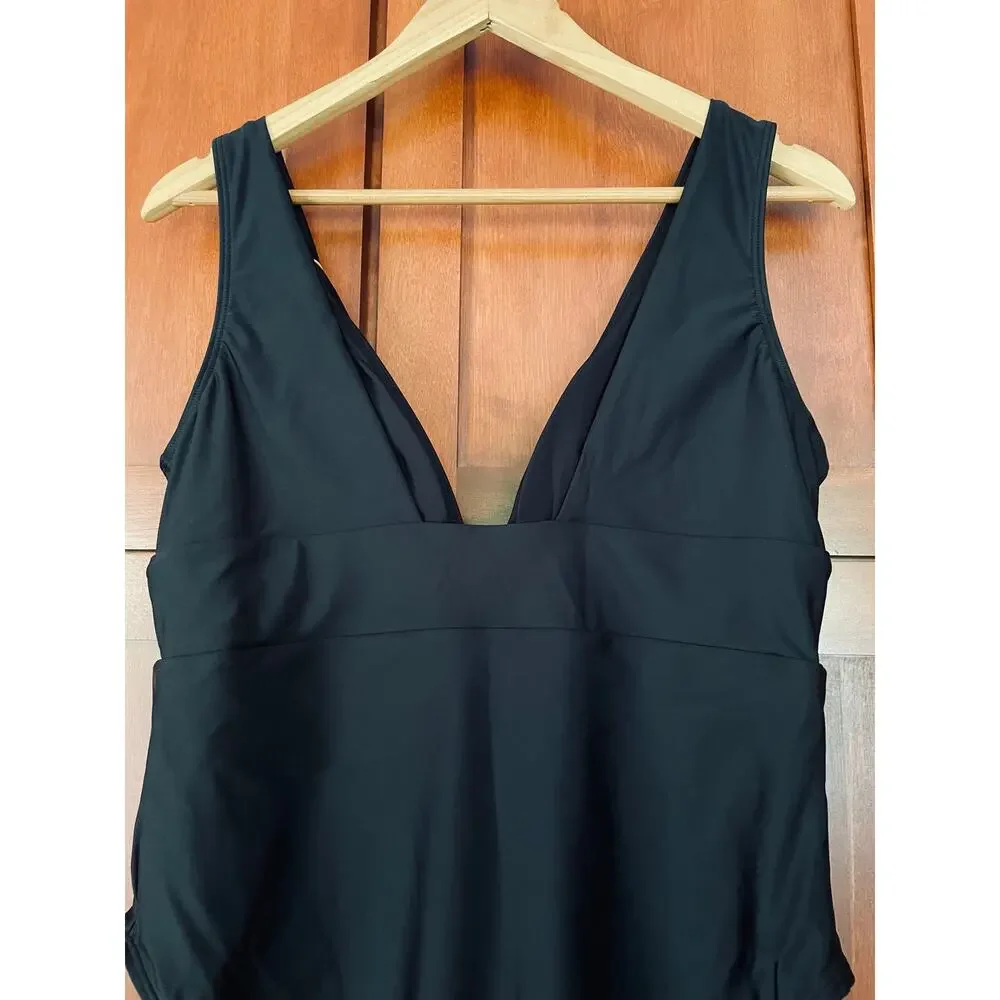 Quince Italian Plunge One-Piece Swimsuit Black Size XL NEW